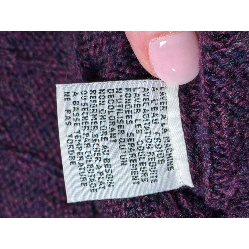 Eddie‎ Bauer Sweater Mens XL Purple 100% Shetland Wool Cable Knit Crewneck - Picture 3 of 6